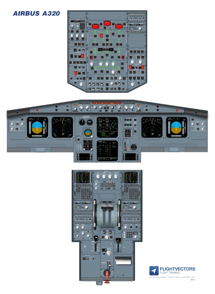 Постер кабины Airbus A320 на картоне